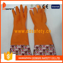 Orange Haushalt Latex Blume Design PVC Manschette Arbeitshandschuhe DHL712